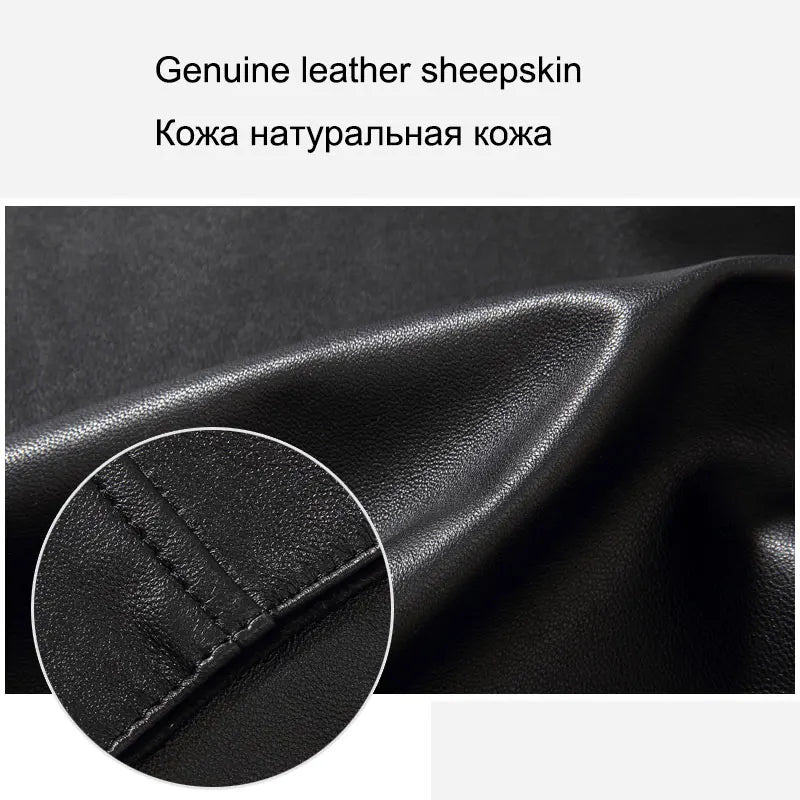 Luxury Man Genuine Sheepskin Leather Jacket Brand Dusen Klein Men Slim