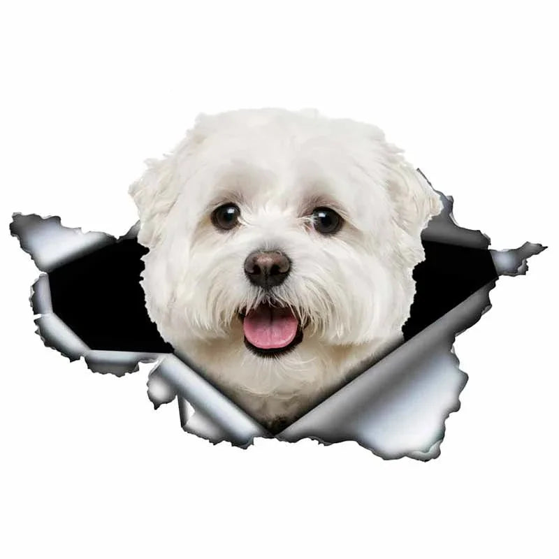 Car Stickers Personality PVC Decals Maltese Dog Motorcycle Laptop Decorative