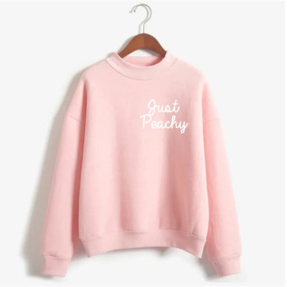 Women Print Hoody  Tracksuit Hoodies Winter Pink Sweatshirts Peachy Crewneck