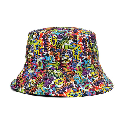 2024 New Summer Graffiti Bucket Hat for Women Men Skull Floral Outdoor Hat