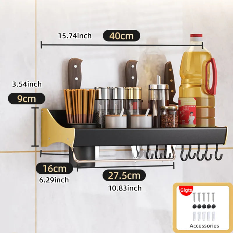 Joybos Kitchen Spice Organizer Set Punch-Free Wall-Mounted Racks