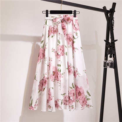 Women's Elegant Skirt Korean High Waist Cover Up Ruffle Skirts Midi Skirt