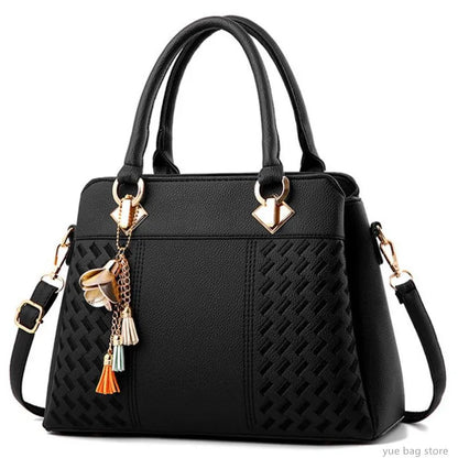 Fashion Women Handbags Tassel PU Leather Totes Bag Top-Handle Embroidery