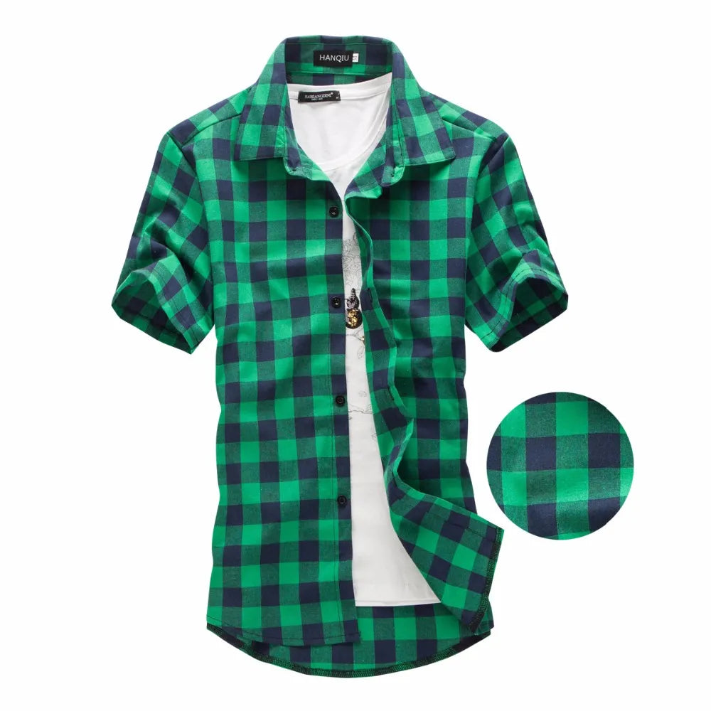 Red and Black Plaid Shirt Men Shirts 2024 New Summer Fashion Chemise Homme Mens