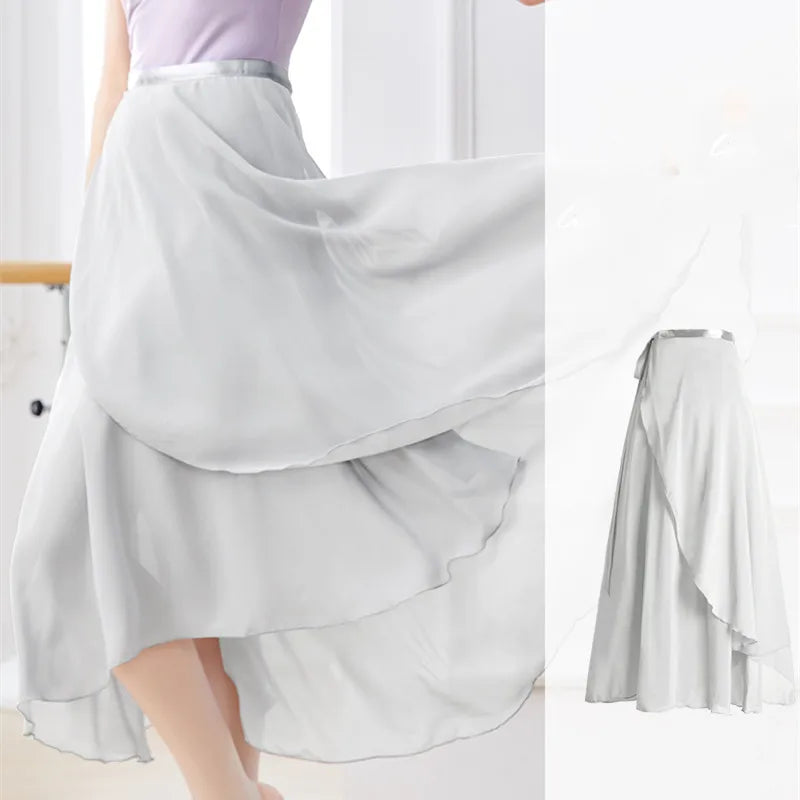 Dance Skirt Women Long Chiffon Ballet Skirts Adult Ballroom Dance Skirt