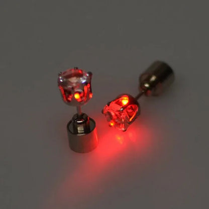 1pc Light Up Led Stainless Steel Men Earring New Year Gift