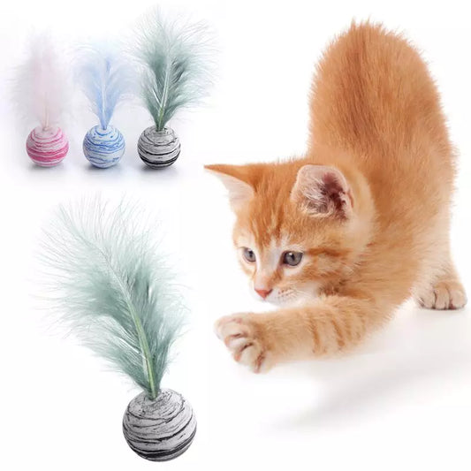 Cat Toy Ball Feather Funny Cat Toy Star Ball Plus Feather Foam Ball Throwing