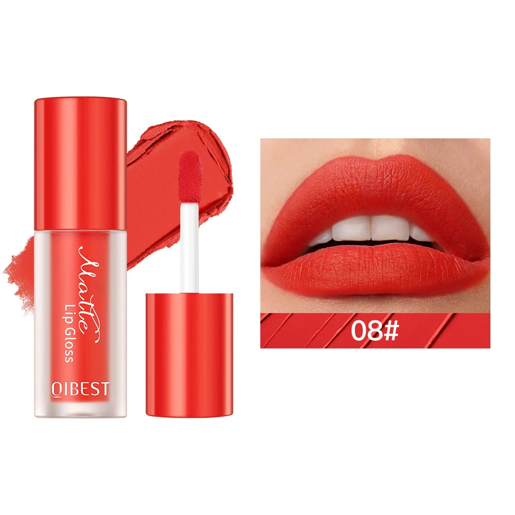 QIBEST 1Pc Velvet Matte Liquid Lipstick Nude Lipgloss Makeup Natural