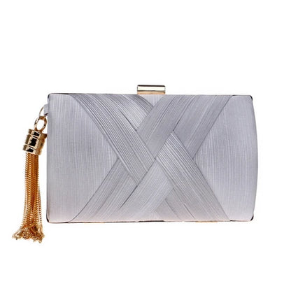 SEKUSA Fashion Women Bag Tassel Metal Small Day Clutch Purse Handbags Chain