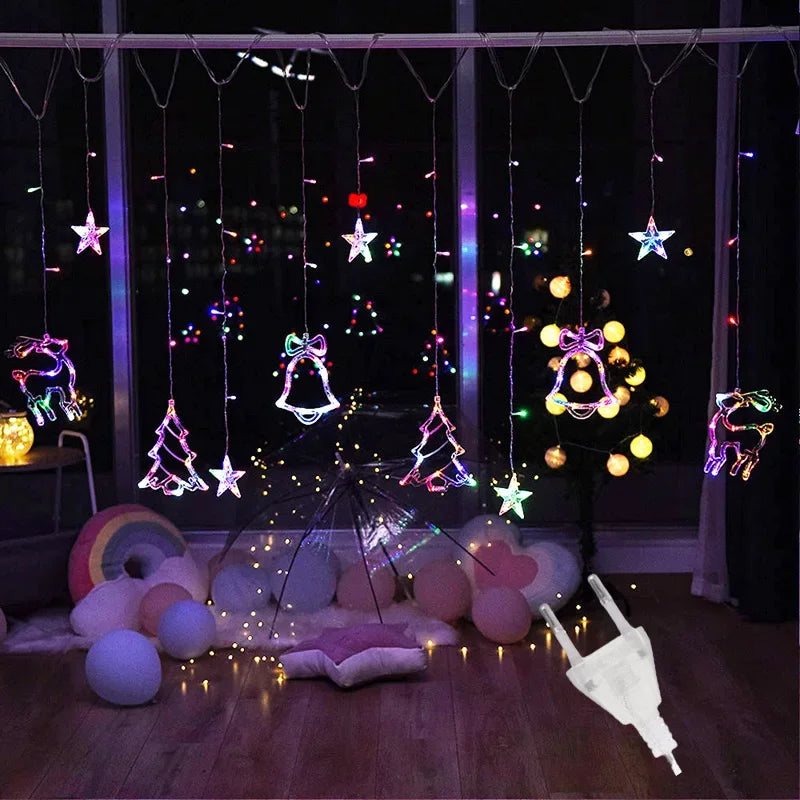 LED Star Lamp Curtain Garland Fairy String Lights Christmas Decoration Outdoor