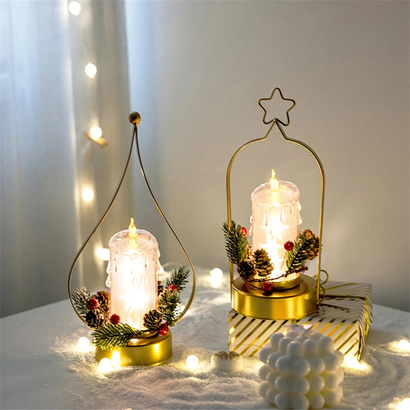 Glass Glowing Christmas Tree Decoration Night Light Ornaments Luminous New Year