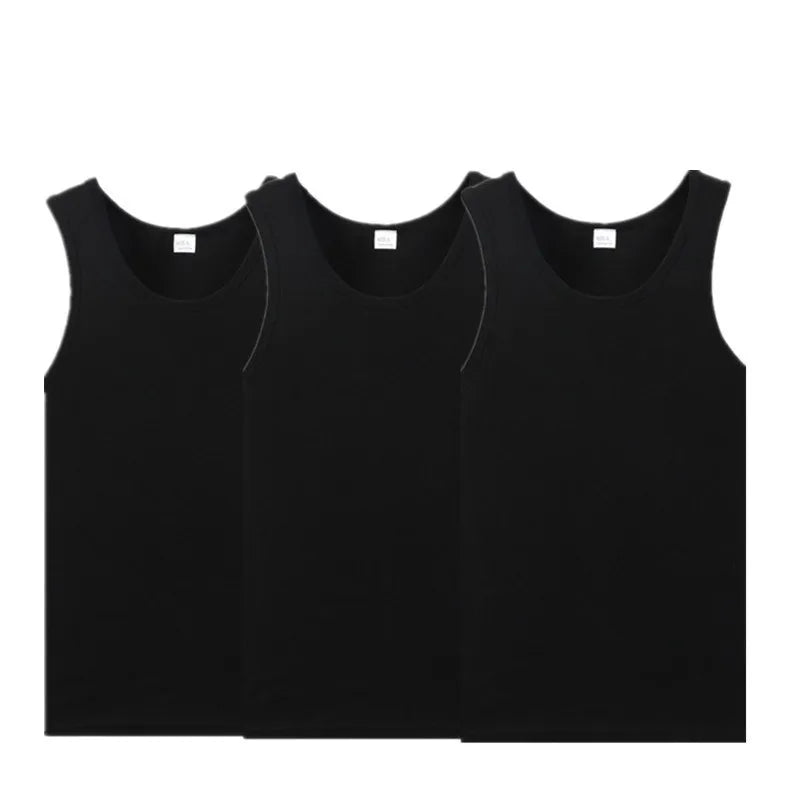 3Pcs/Lot Otton Mens Sleeveless Top Muscle Vest Cotton Undershirts O-Neck