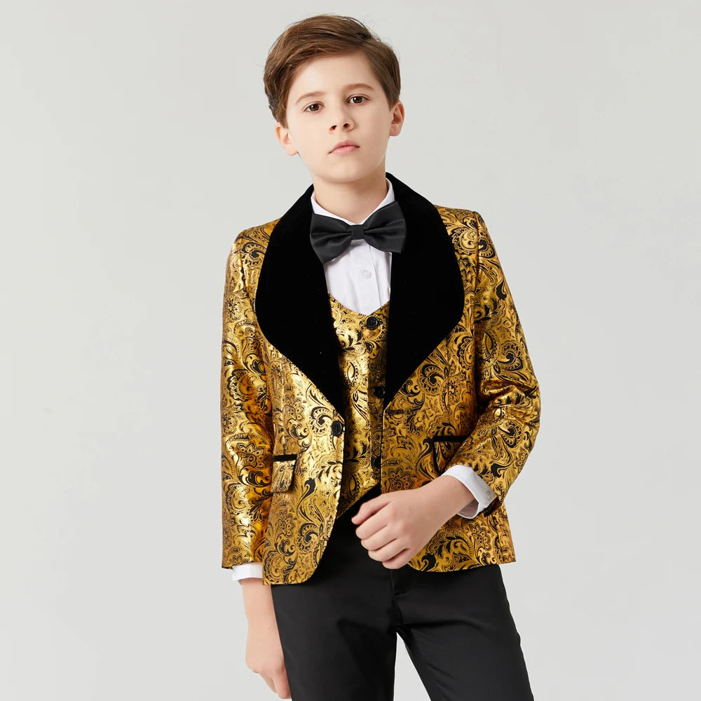 Boys Wedding Suits Shawl Lapel Boys Mens Suits 3 Piece Boy's Formal Wear Slim