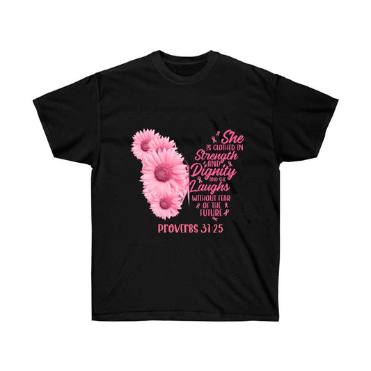 Pink Daisy Butterfly Breast Cancer Awareness T-Shirt