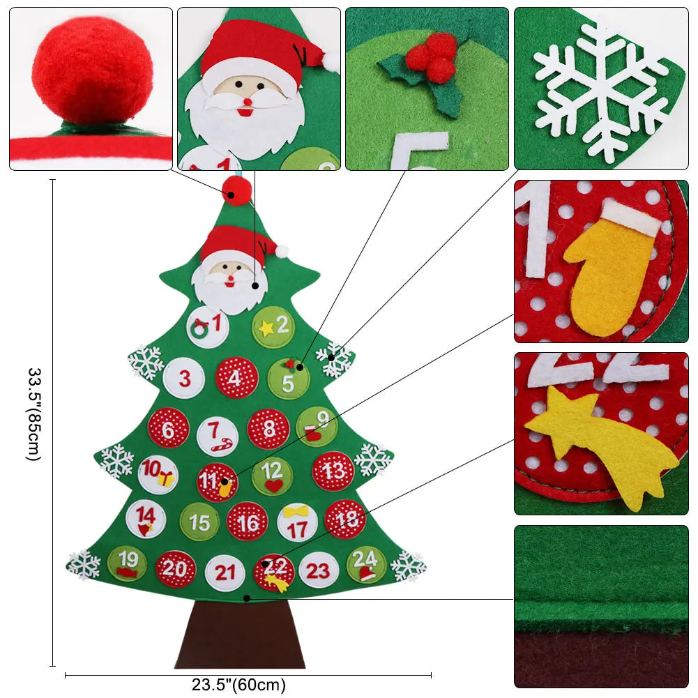 OurWarm DIY Felt Christmas Tree Snowman With Ornaments Fake Christmas Tree