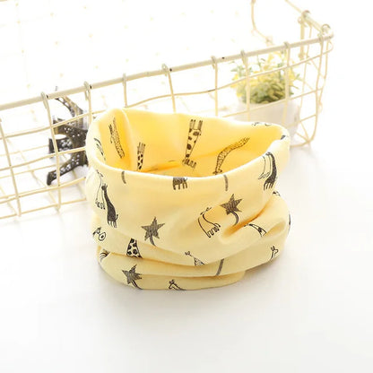 Korean Cotton Children's Scarf LIC Printed Cartoon Plaid Ring