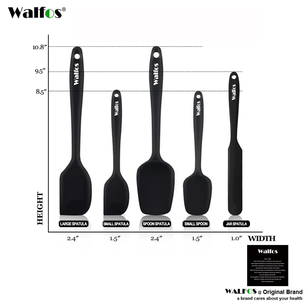 WALFOS Kitchen Utensil Cooking Tools Silicone Spatula Set Spoon Cake Spatulas