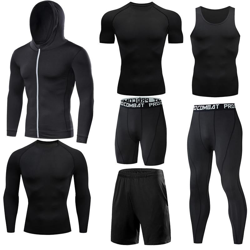 Compression 7 Pieces Sets High Quality Men Quick Dry  Polyester Sports Track