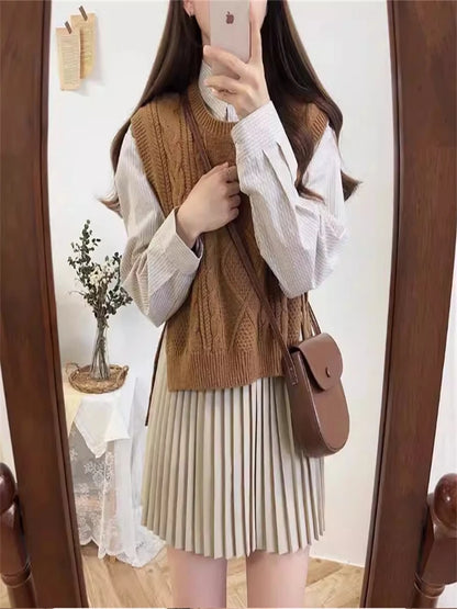 Winter Women Sweater Vest Pullover Female Knitting Overszie Sweaters Sleeveless