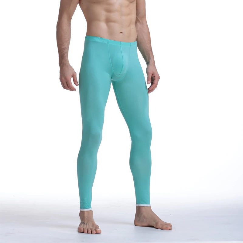 CLEVER-MENMODE Sheer Men's Ice Silk Long Johns Pants Elastic Underwear