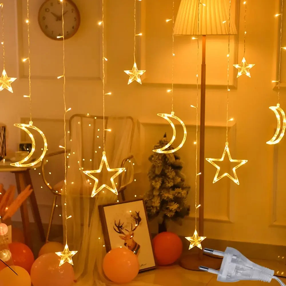 LED Star Lamp Curtain Garland Fairy String Lights Christmas Decoration Outdoor