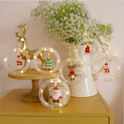 LED String Lights With Santa Claus Snowman Christmas Tree Elk Xmas Hat Hanging