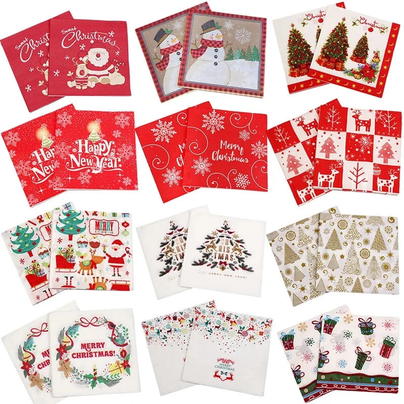 20pcs Christmas Napkins Merry Christmas Decoration Paper Napkins for New Year