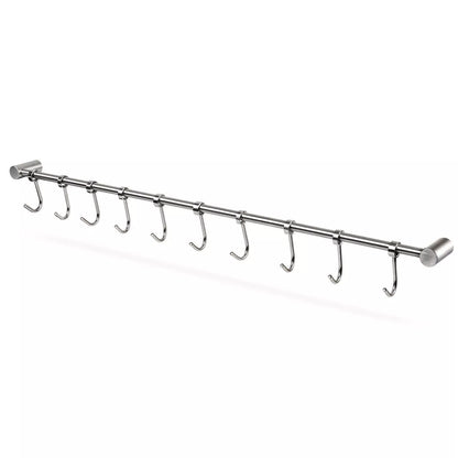 Kitchen Rail Rack Wall Mounted Utensil Hanging Rack Stainless Steel Hanger Hooks