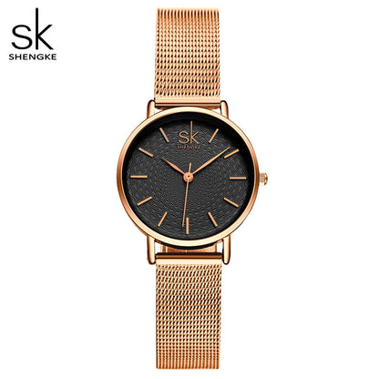 Shengke New Creative Women Watches Luxury Rosegold Quartz Ladies