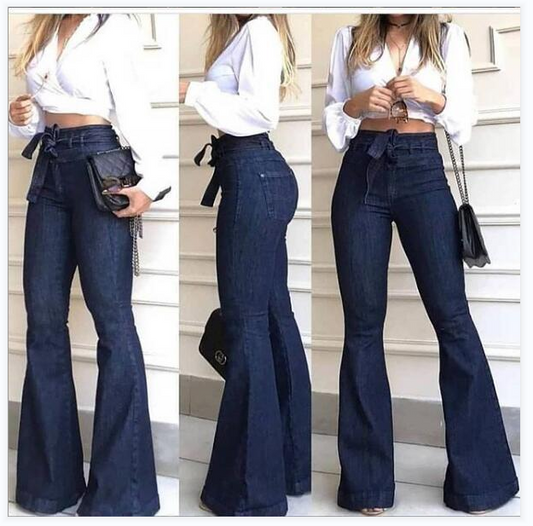 Ladies High Rise Hip Lift Womens High Waist Wide Leg Baggy Pants  for women