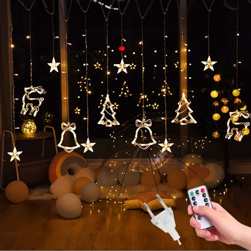 LED Star Lamp Curtain Garland Fairy String Lights Christmas Decoration Outdoor