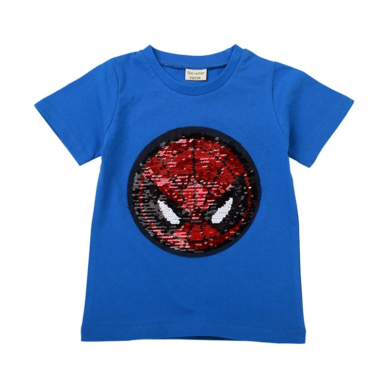 New Fashion Sequin Baby Boys Girls T-Shirt for Summer Children T-Shirts Kids