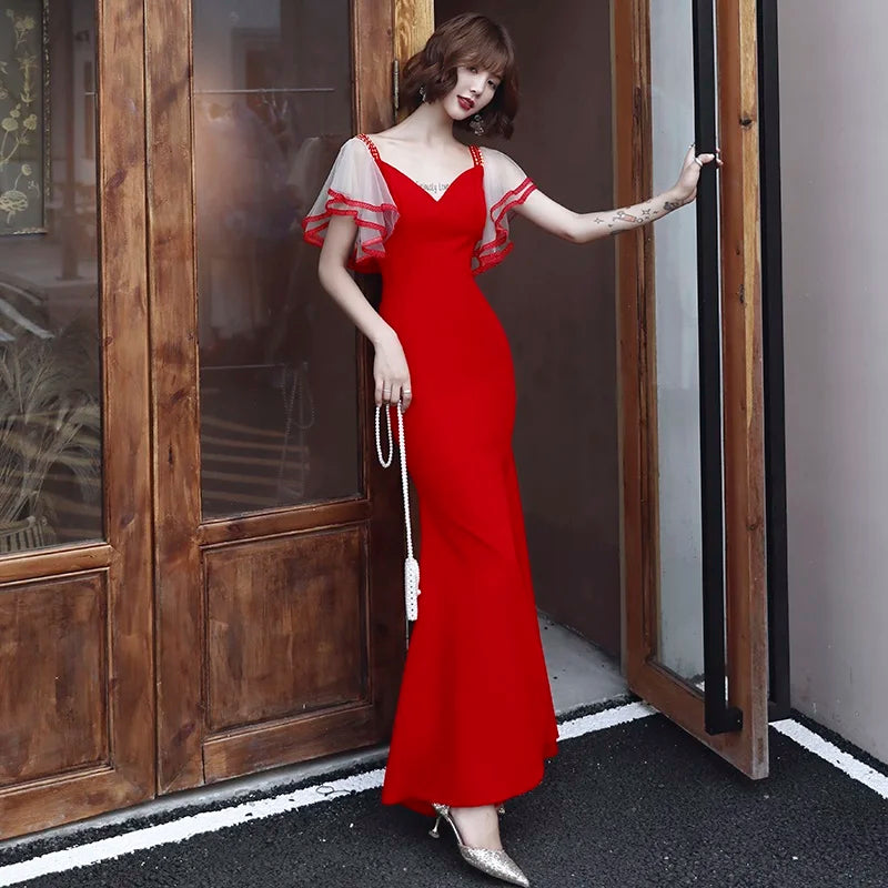 Womens Dresses New Arrival 2019 Long Formal Dress Women Elegant v Neck Dinner