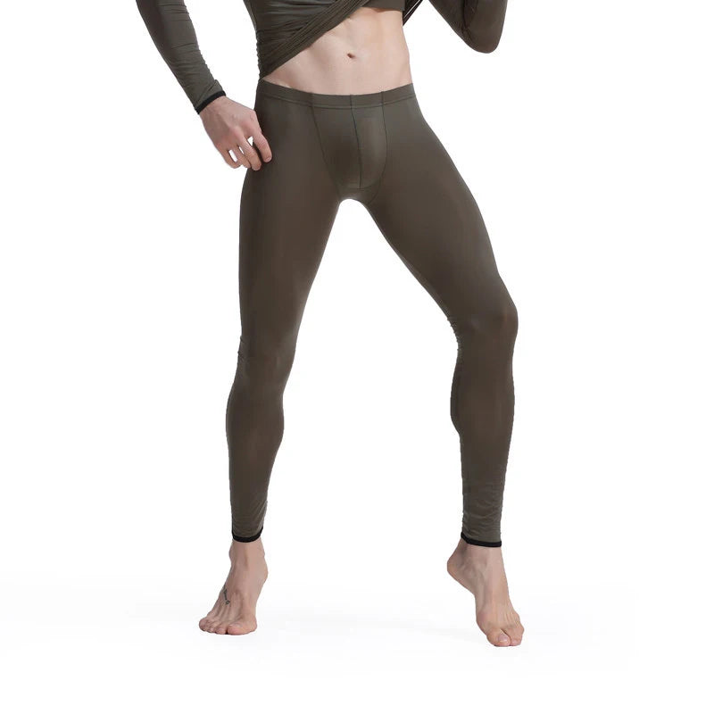 CLEVER-MENMODE Sheer Men's Ice Silk Long Johns Pants Elastic Underwear