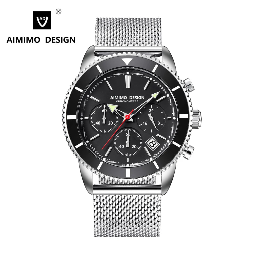 Men Panda Watches Date Chronograph Stop Watches Calendar Luminous Men`s Watch