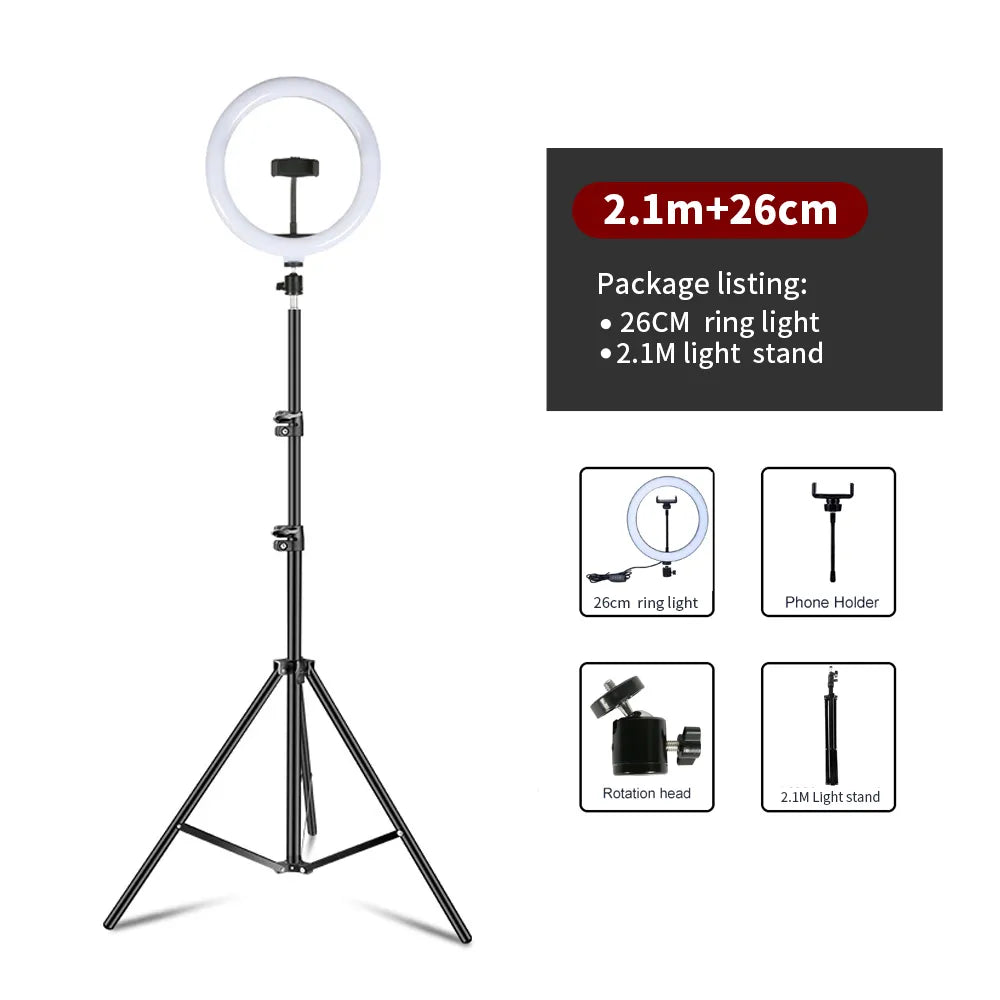 10" LED Ring Light Photographic Selfie Ring Lighting With Stand