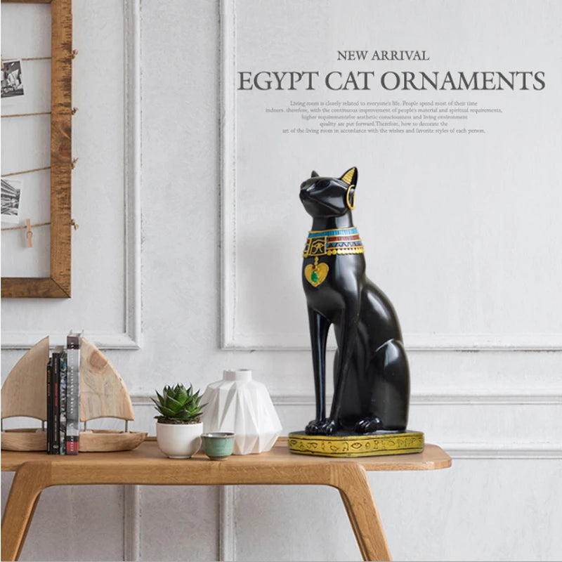 Resin Bastet Cat Crafts Egyptian Cat Figurine Animal Desktop Decoration