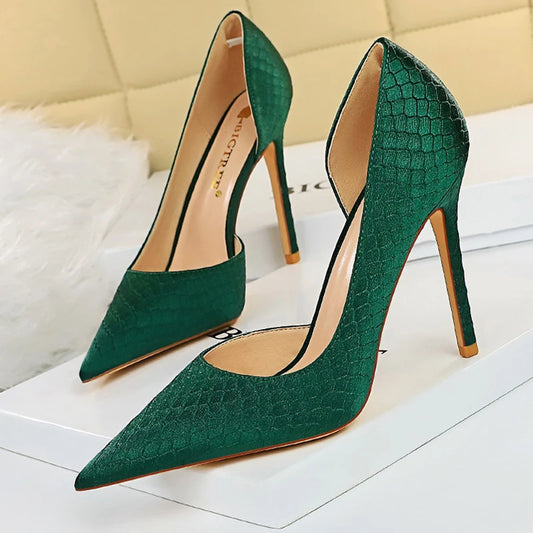 BIGTREE Shoes New Snake Pattern Women Pumps Sexy High Heels Party Shoes