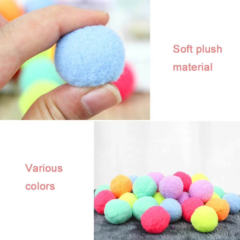 10 Pcs/Lot Cute Funny Cat Toys Stretch Plush Ball Soft Colorful