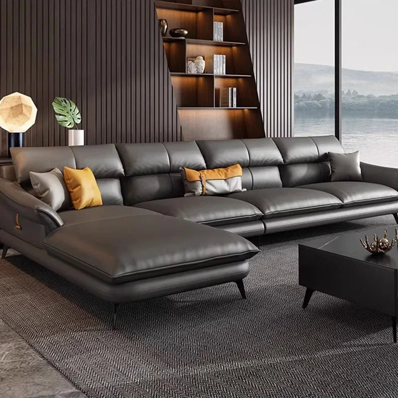 Relaxing Simple Fancy Sofas Living Room Nordic Leather Recliner Puffs Sofa