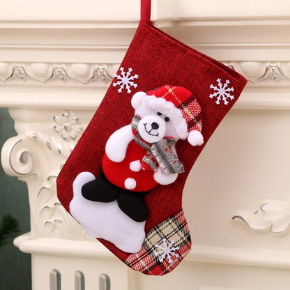 New Large Linen Christmas Socks Hanging Christmas Decorations and Gift Bag