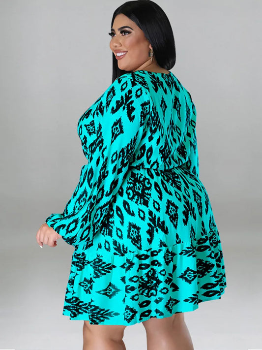 Wmstar Plus Size Dresses for Women Long Sleeve Printed