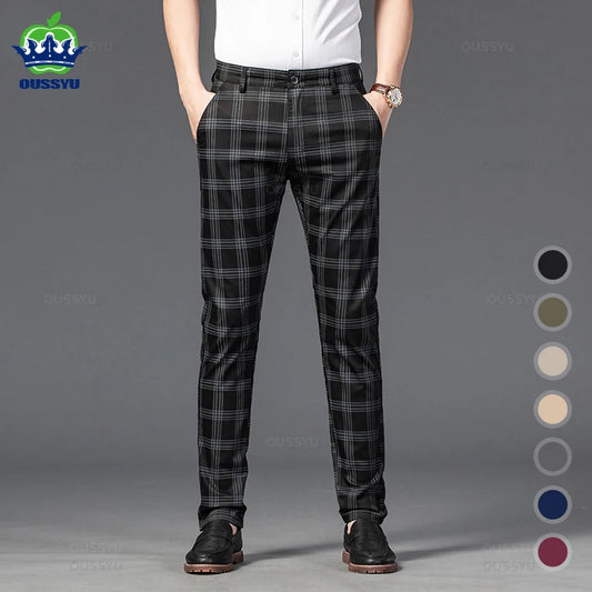 New Men's Trousers Fashion Business Classic Stripe