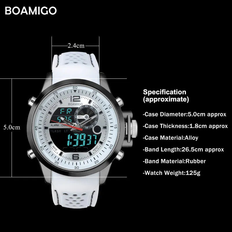 BOAMIGO Luminous Military White Quartz Waterproof Watch Top Brand Luxury Watch