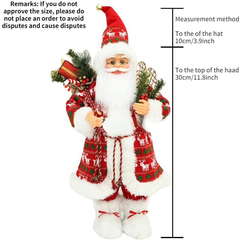 Santa Doll Red Plaid Christmas Pendant 2023 Happy Christmas Tree Decoration