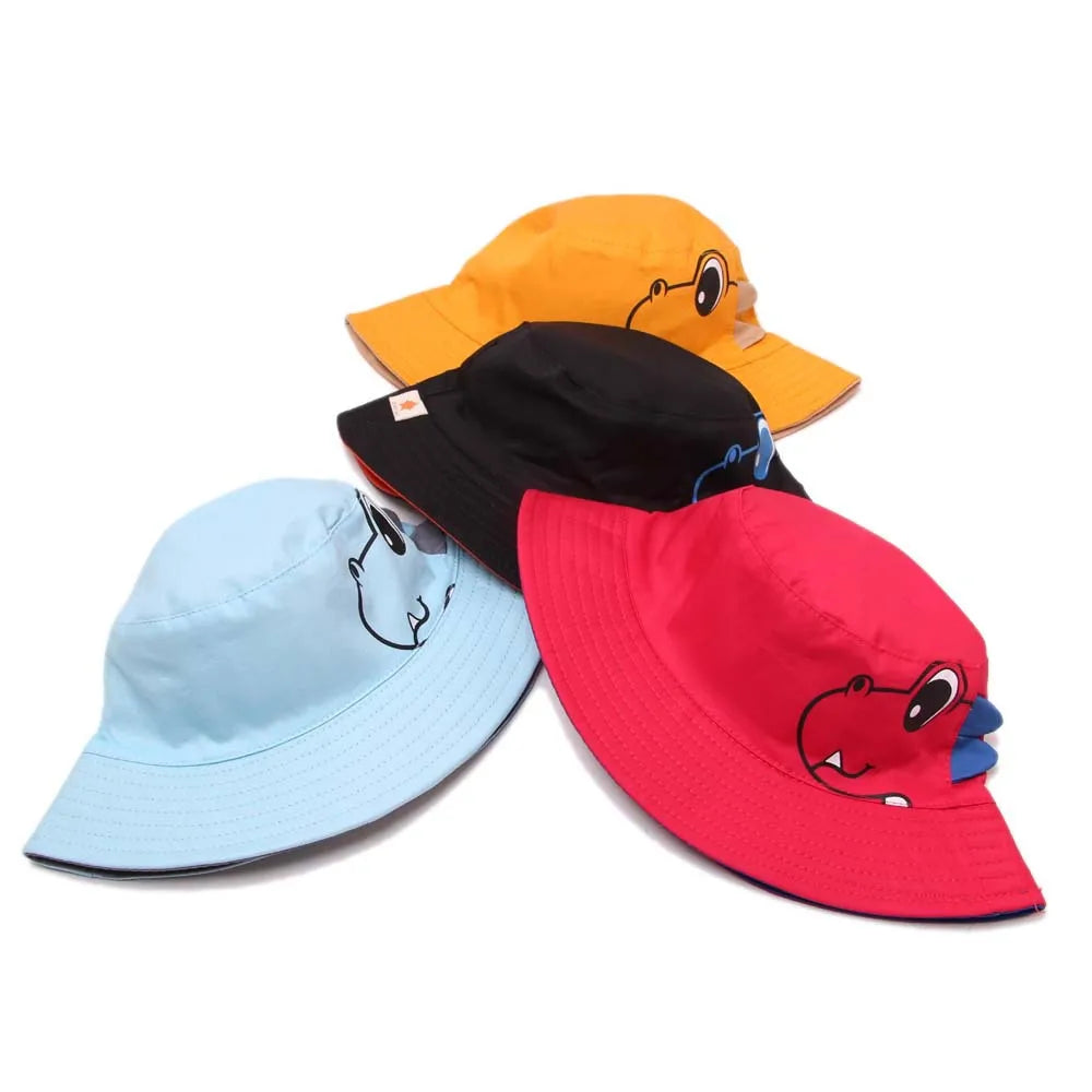 Summer Baby Kids Sun Hat Cartoon Dinosaur Bucket Hats Children Boys