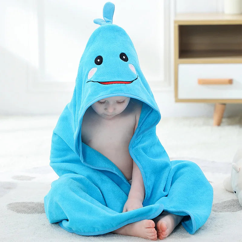 Baby Animal Cartoon Hooded Towel Beach Bath Robes Soft Children Poncho Towels