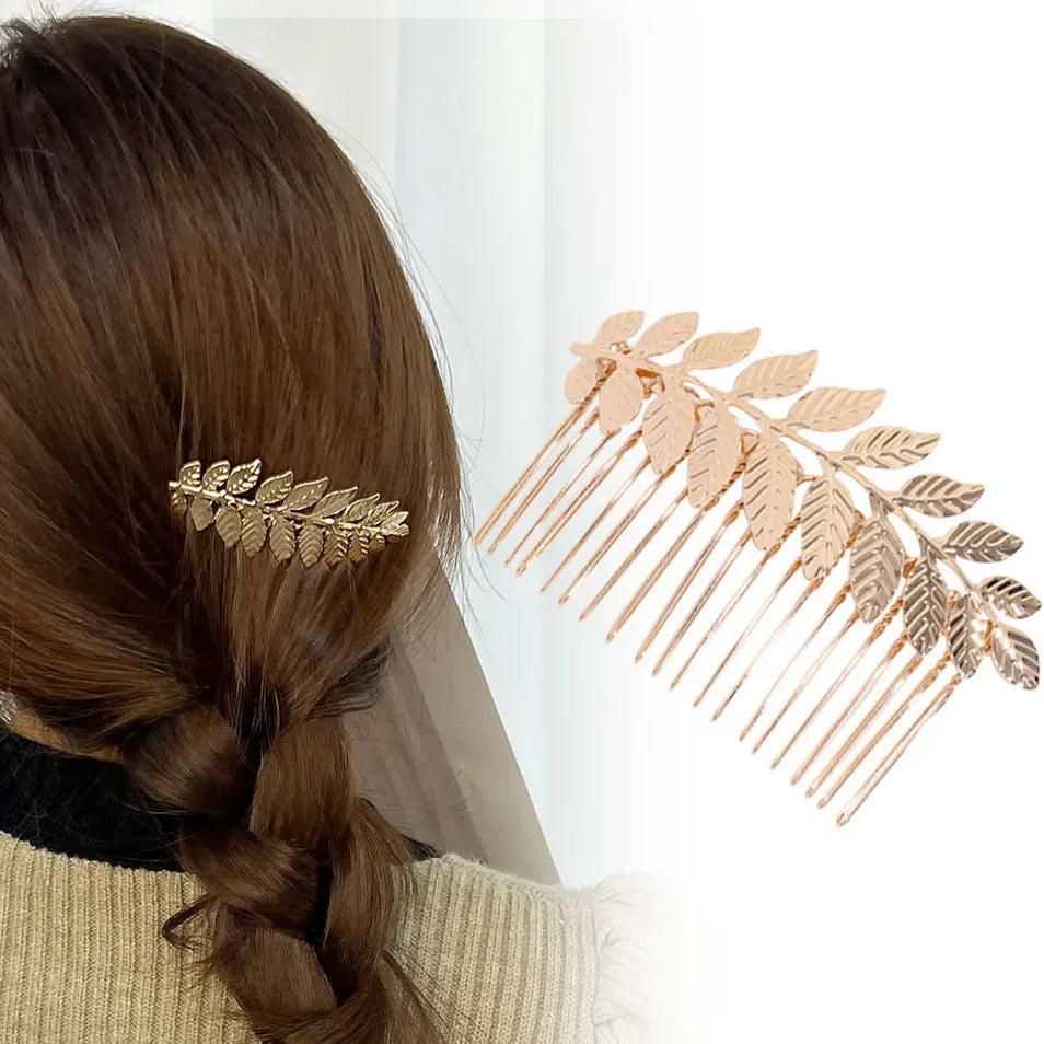 Metal Leaf Hair Clips Women's Hair Accessories Fashion Bridal Wedding Hair