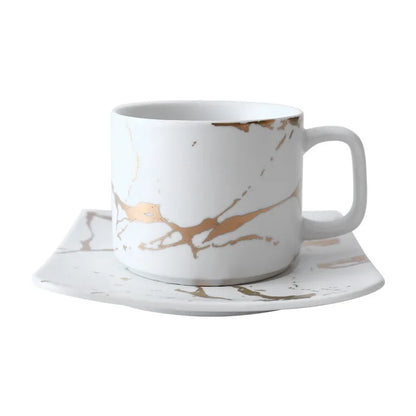 Marble Coffee Cup, Black and White Cup and Saucer Cup