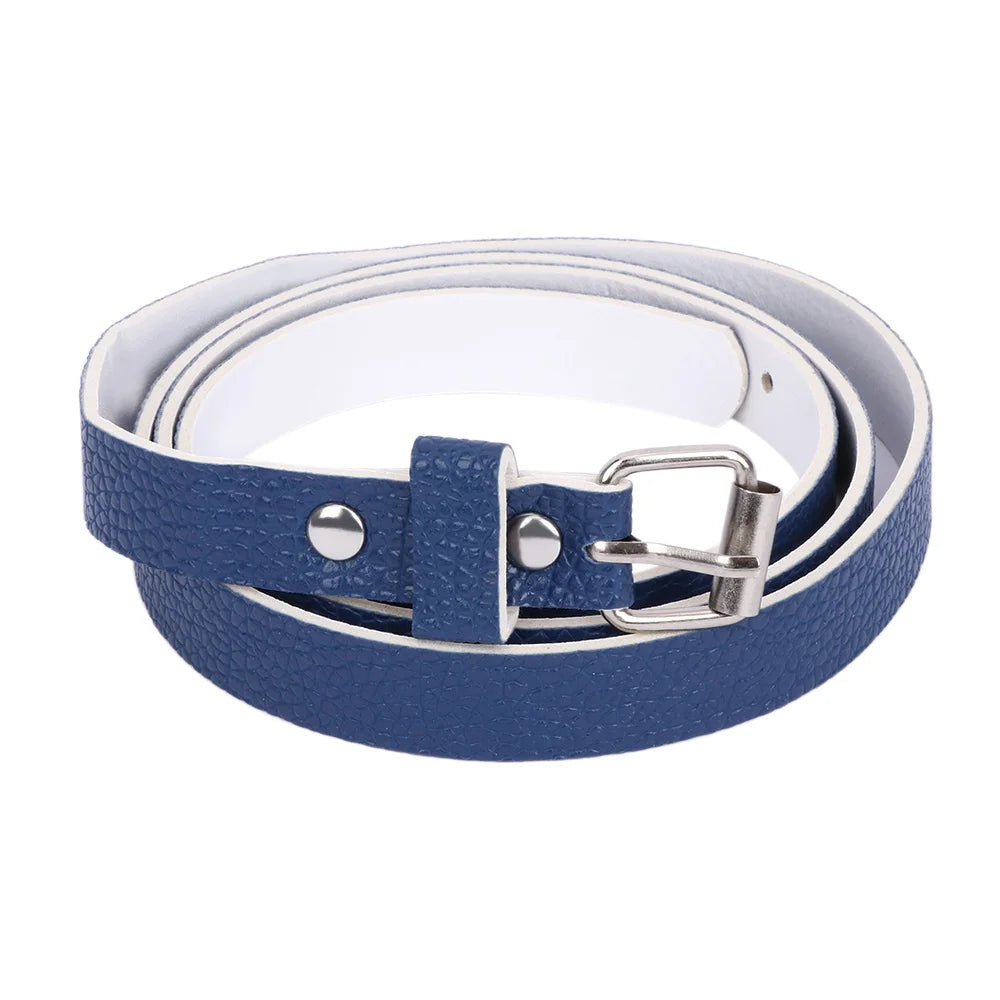 Fashion Female Thin PU Leather Narrow Waistband Belt for Girl Skinny Candy Belt